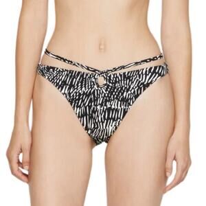 Jonathan Simkhai Alani Printed Bikini Bottom Swim Abstract Fern Black White S